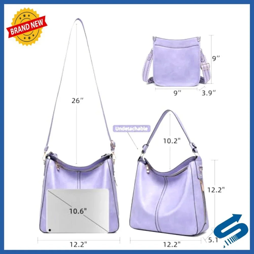 PU Leather Hobo Crossbody Bag Set with Wallet Adjustable Straps Tote